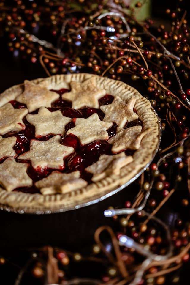 cherry pie with stars on top